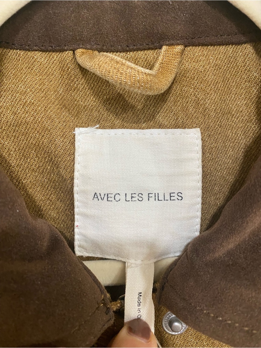 Avec Les Filles Embellished Cropped Barn Jacket Tan Brown Medium - Picture 5 of 14